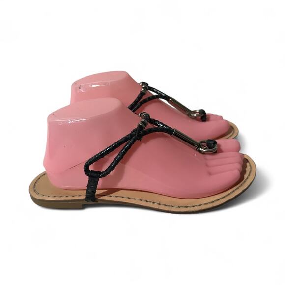 Coach Sammy Thong Sandals Black Patent Leather Canvas Size 7B - Picture 2 of 5